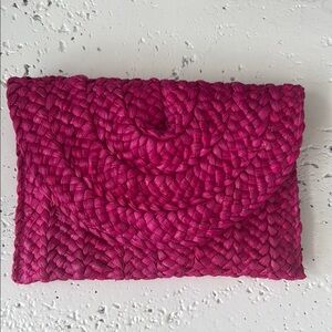 Shiraleah Pink Straw Clutch